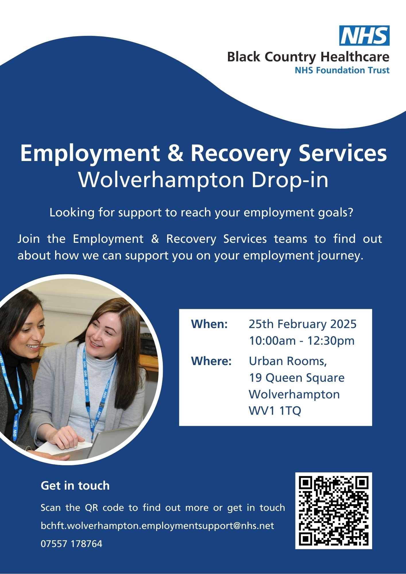 IPS Employment and Recovery Wolverhampton drop-in event poster